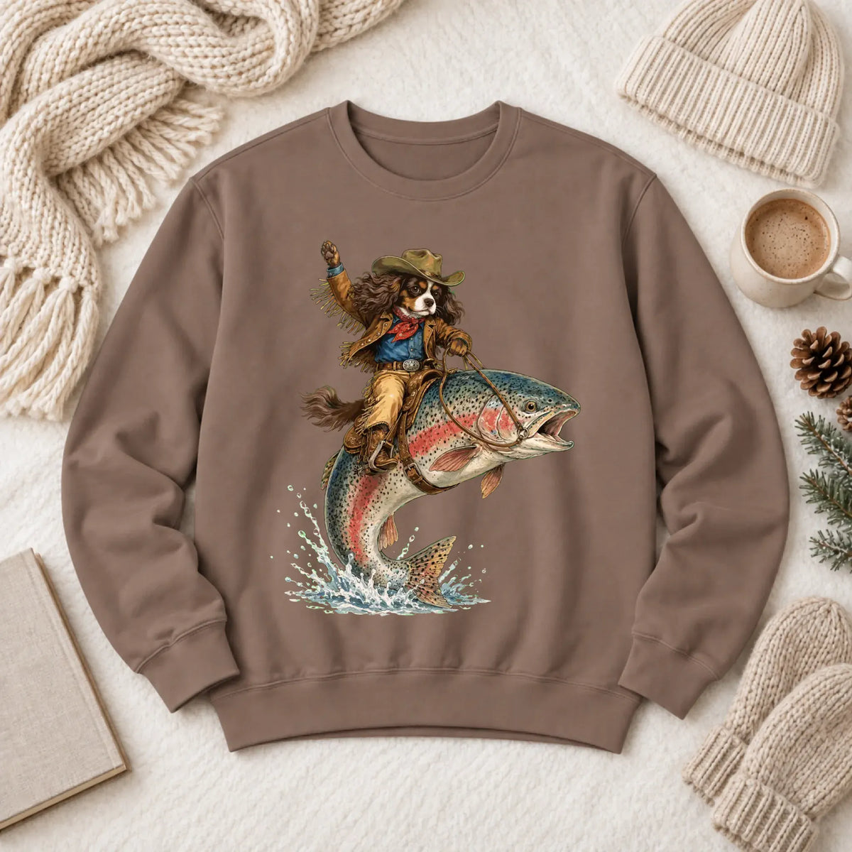 Custom Cavalier Fishing Unisex Sweatshirt Espresso