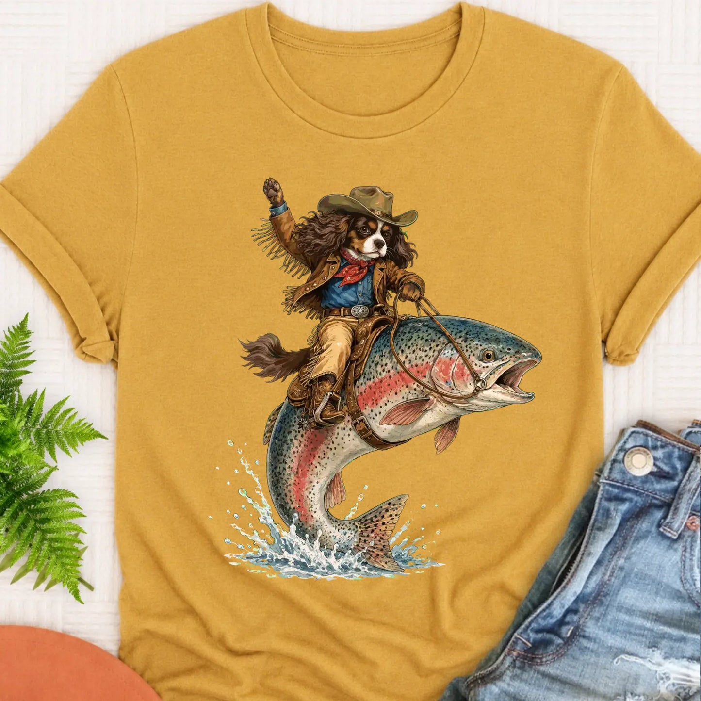T-Shirt Mustard / S Custom Cavalier Fishing Unisex Tshirt
