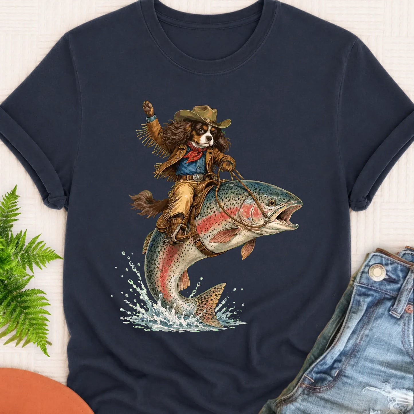 T-Shirt Navy / S Custom Cavalier Fishing Unisex Tshirt