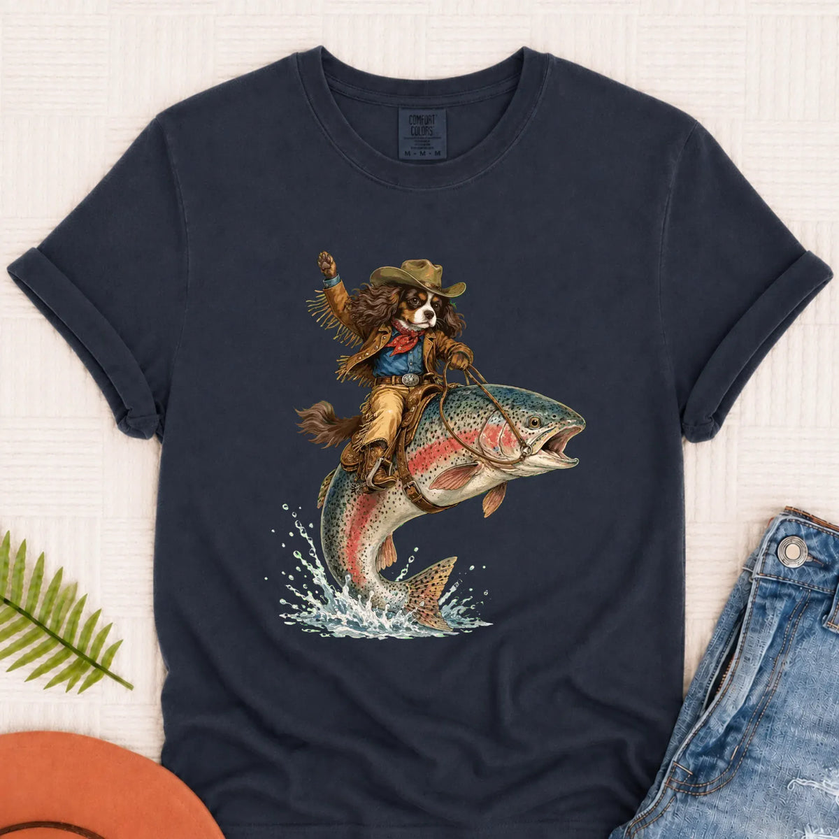 Custom Cavalier Fishing Unisex Tshirt Navy