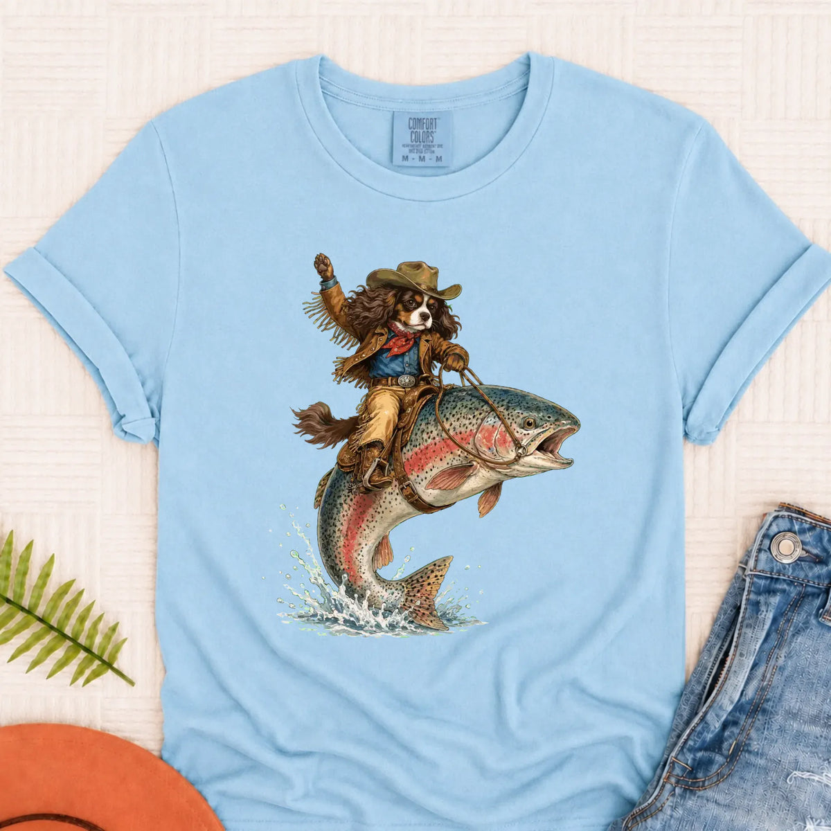Custom Cavalier Fishing Unisex Tshirt Chambray