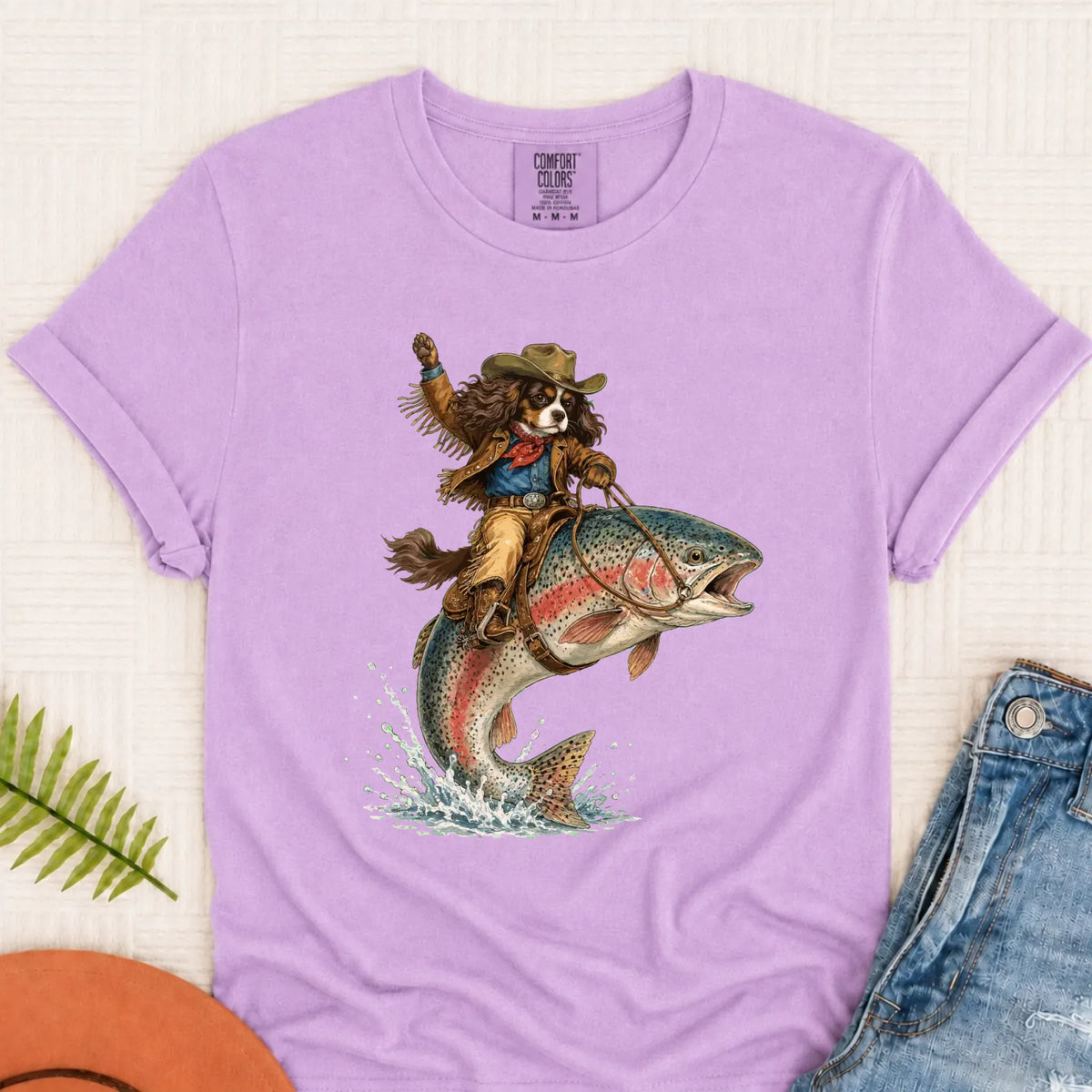Custom Cavalier Fishing Unisex Tshirt Orchid