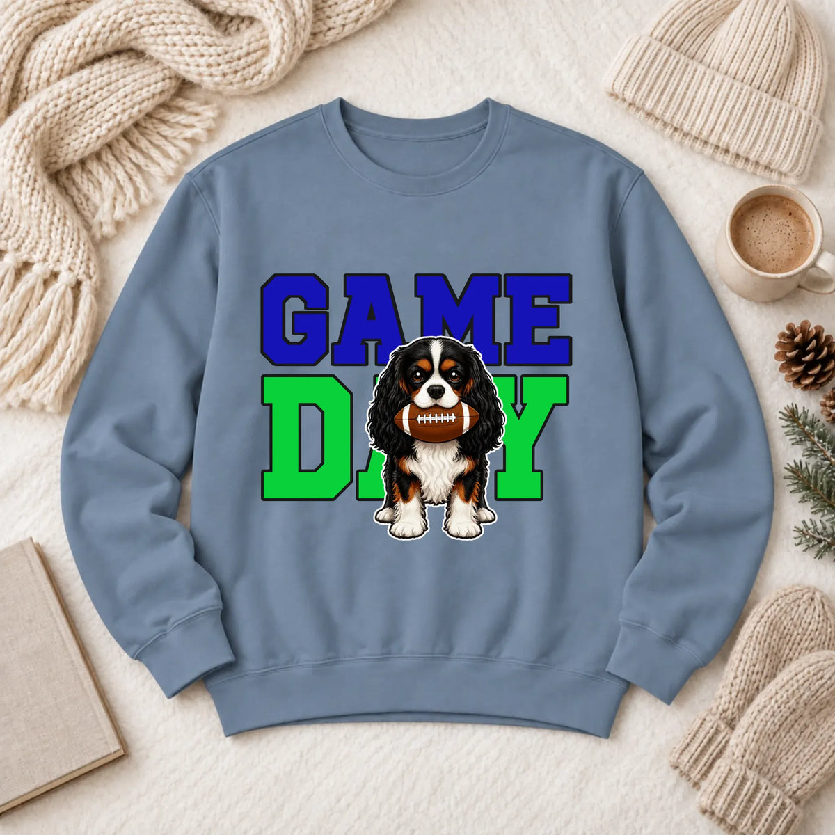 Custom Cavalier Football Game Day Unisex Sweatshirt Blue Jean