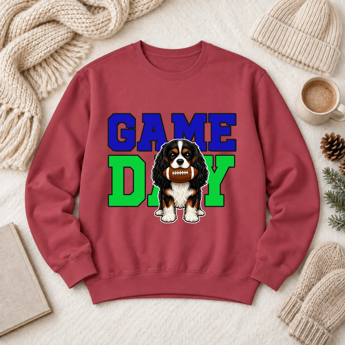 Custom Cavalier Football Game Day Unisex Sweatshirt Crimson