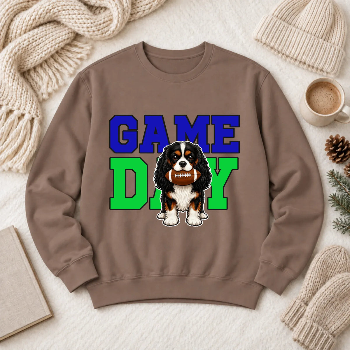Custom Cavalier Football Game Day Unisex Sweatshirt Espresso
