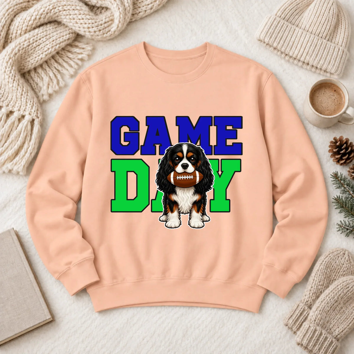 Custom Cavalier Football Game Day Unisex Sweatshirt Peachy