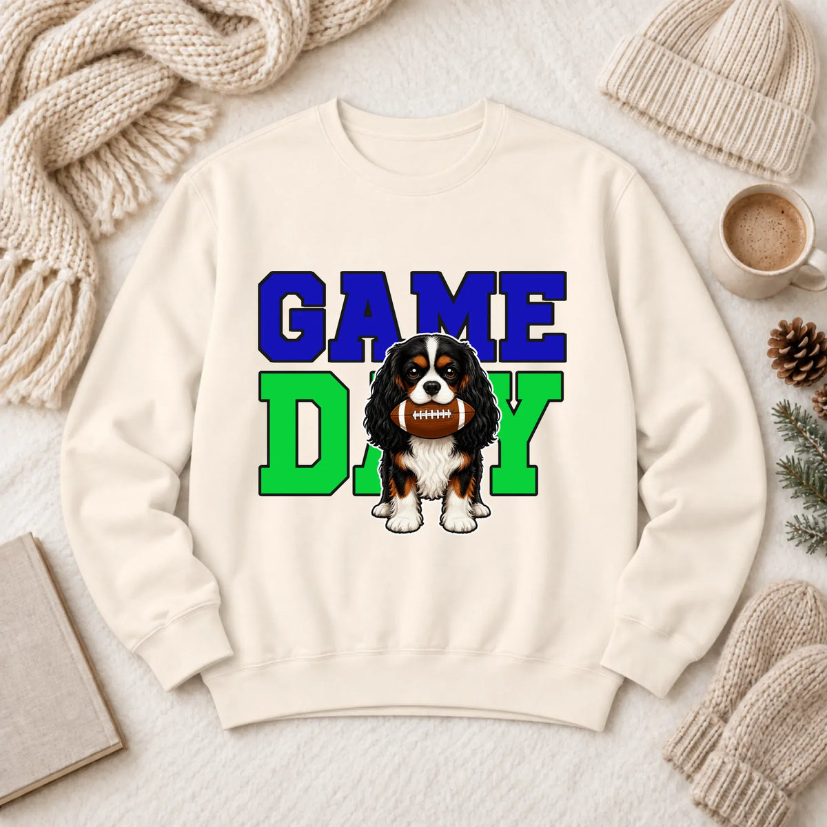 Custom Cavalier Football Game Day Unisex Sweatshirt Ivory