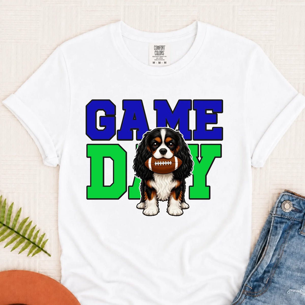 Custom Cavalier Football Game Day Unisex Tshirt White