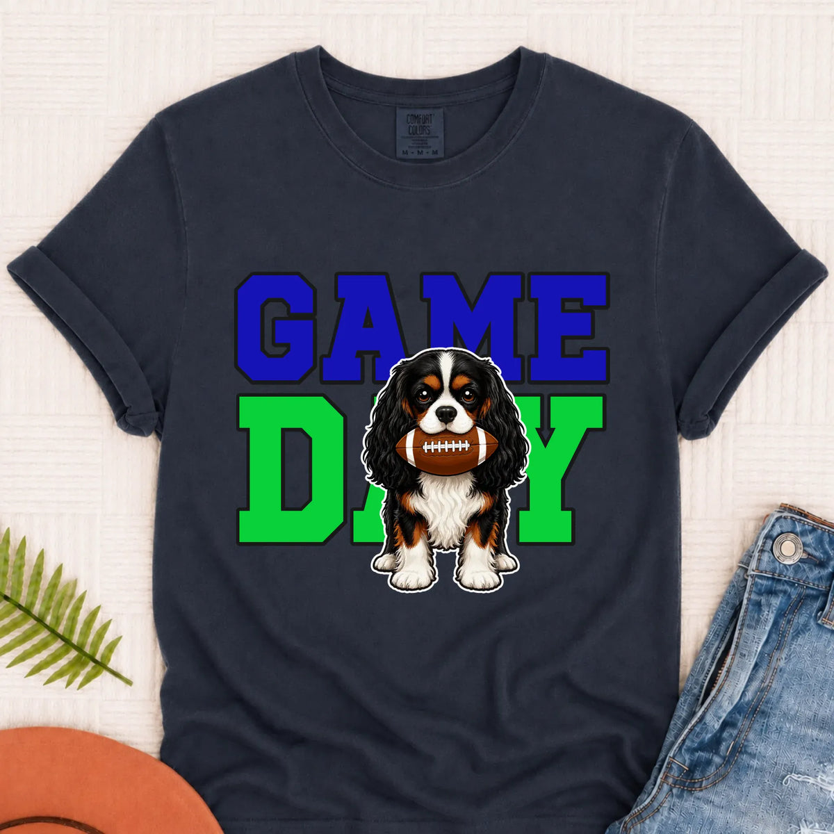Custom Cavalier Football Game Day Unisex Tshirt Navy