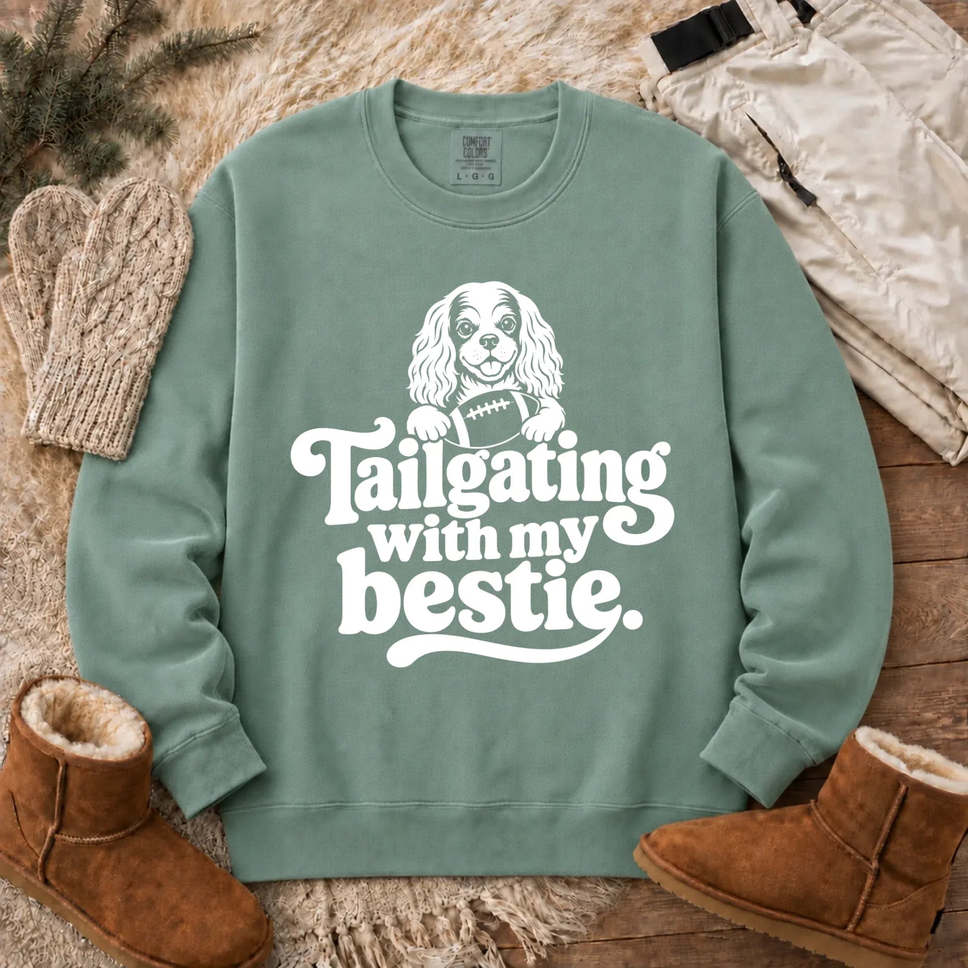 Custom Cavalier Football Tailgating Unisex Sweatshirt Light Green