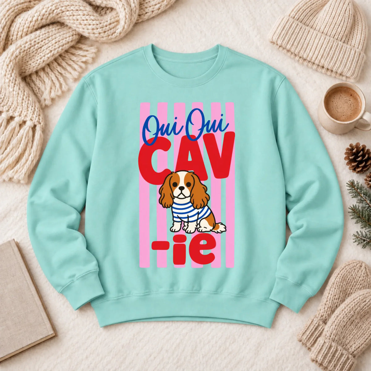 Custom Cavalier French Oui Oui Unisex Sweatshirt Chalky Mint