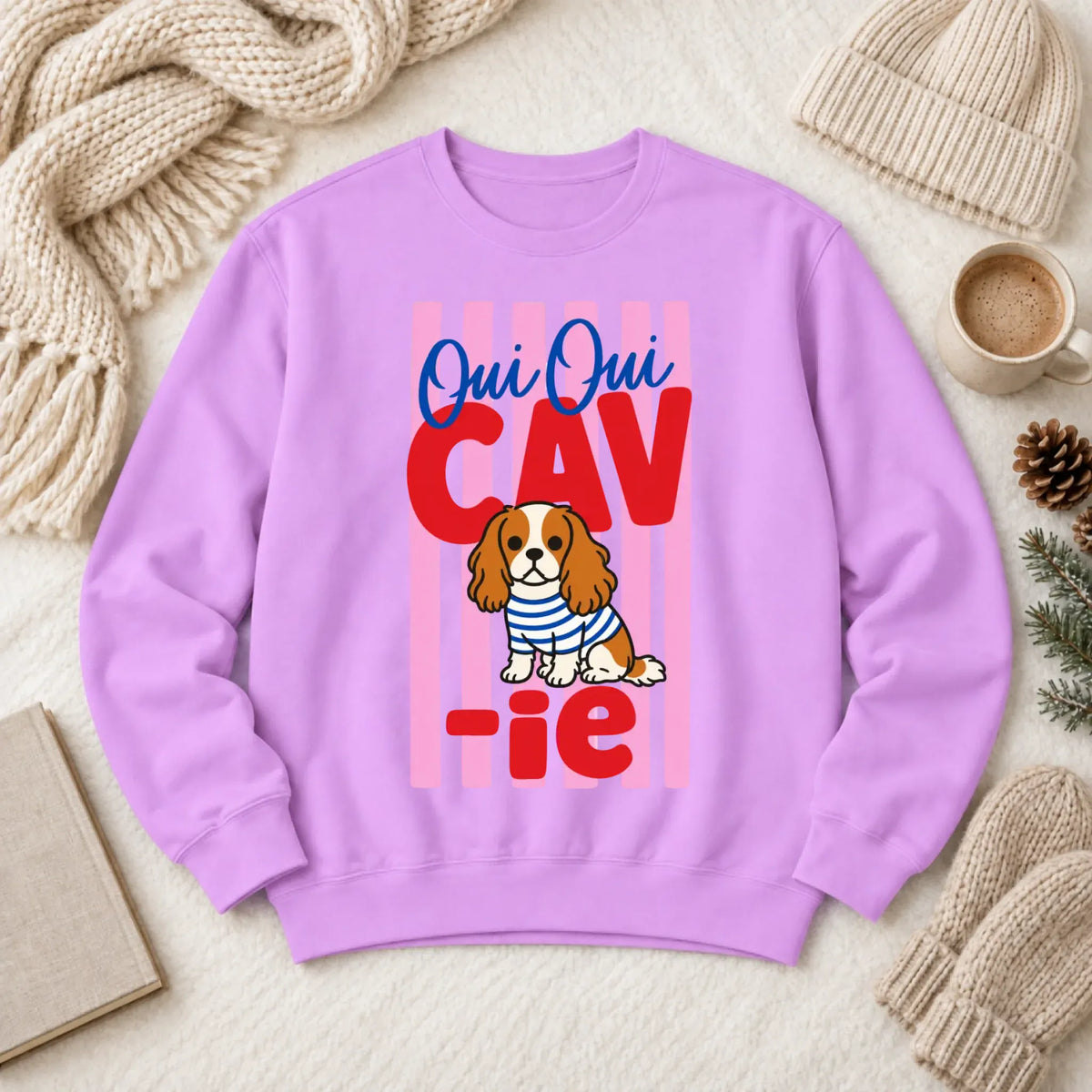 Custom Cavalier French Oui Oui Unisex Sweatshirt Neon Violet