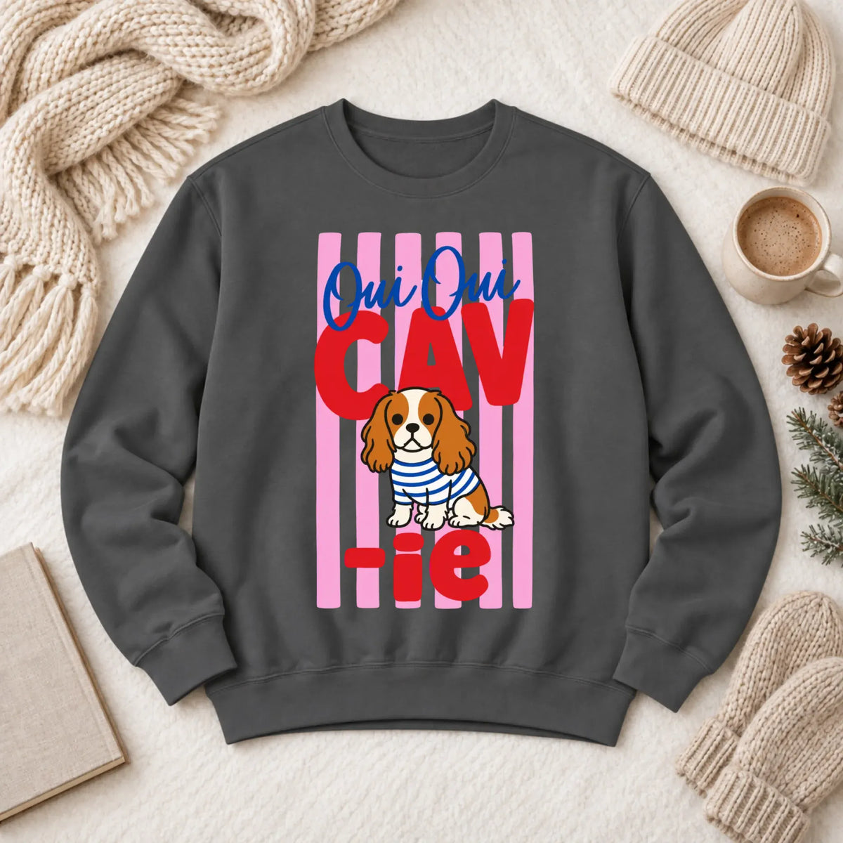 Custom Cavalier French Oui Oui Unisex Sweatshirt Pepper