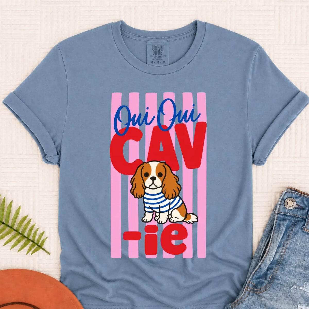 Custom Cavalier French Oui Oui Unisex TShirt Blue Jean