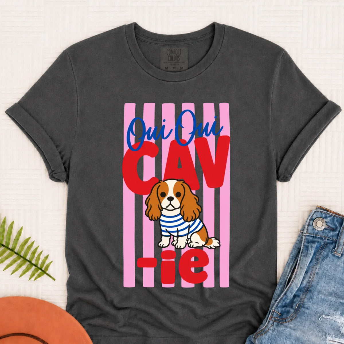 Custom Cavalier French Oui Oui Unisex TShirt Pepper