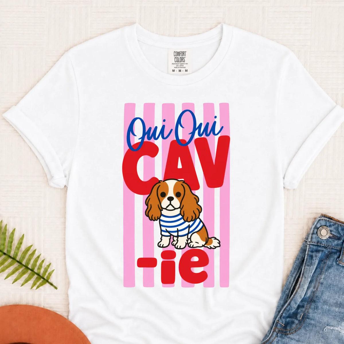 Custom Cavalier French Oui Oui Unisex TShirt White