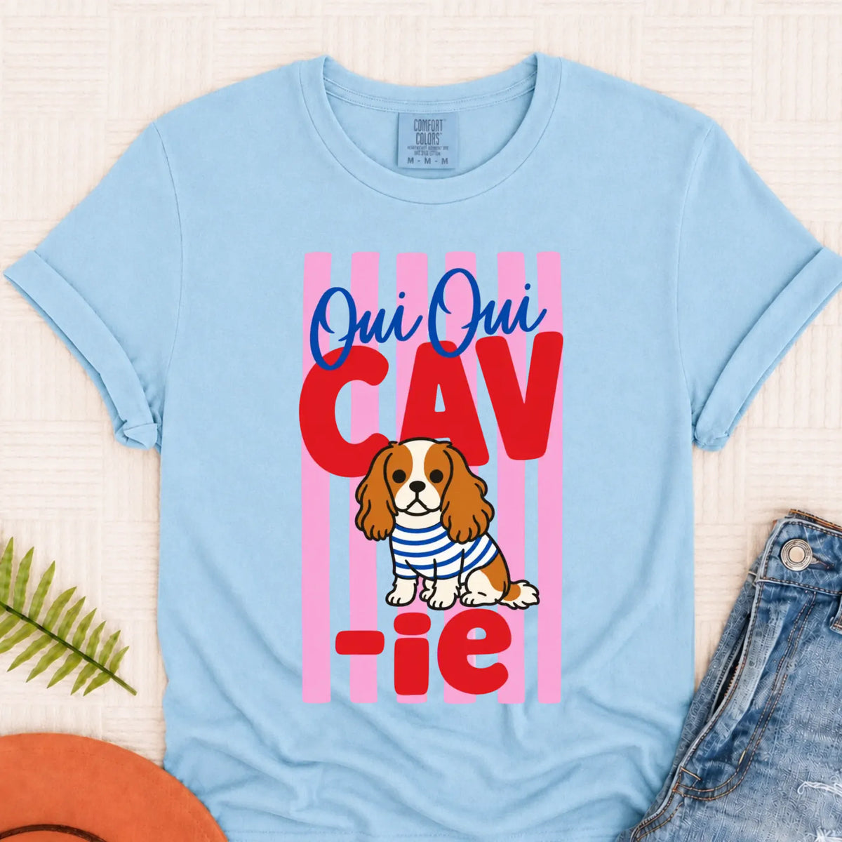 Custom Cavalier French Oui Oui Unisex TShirt Chambray