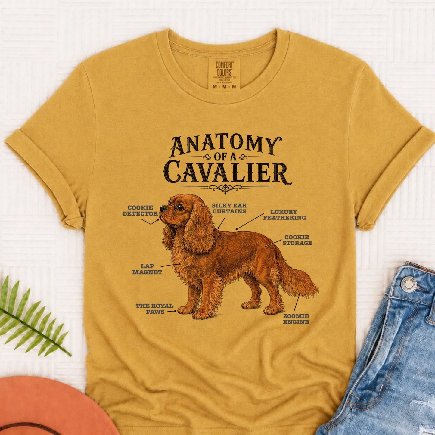 Custom Cavalier Funny Anatomy Unisex TShirt Mustard