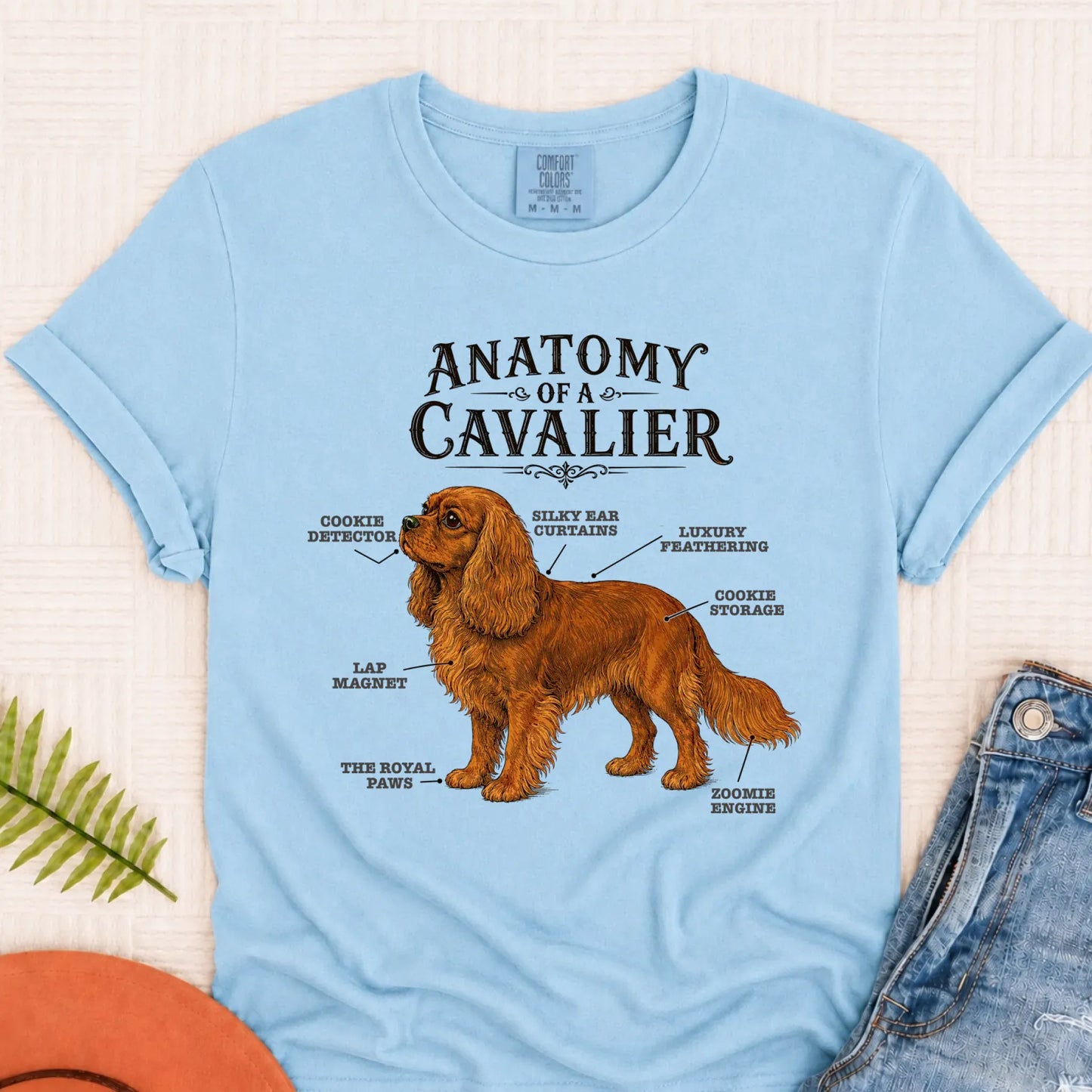 Custom Cavalier Funny Anatomy Unisex TShirt Chambray