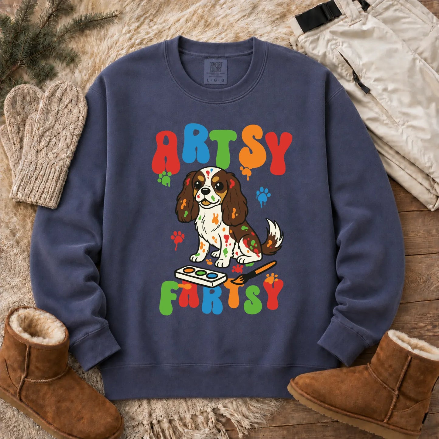 Sweatshirt Denim / S Custom Cavalier Funny Artist Painter Unisex Sweatshirt