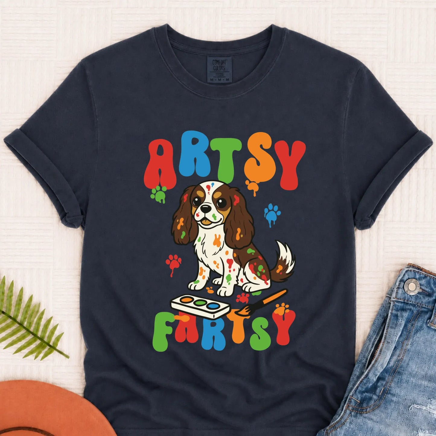 T-Shirt Navy / S Custom Cavalier Funny Artist Painter Unisex Tshirt