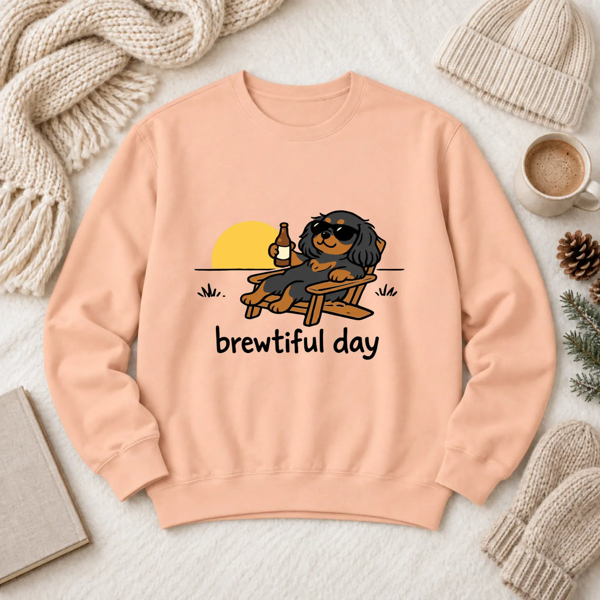 Custom Cavalier Funny Beer Unisex Sweatshirt Peachy
