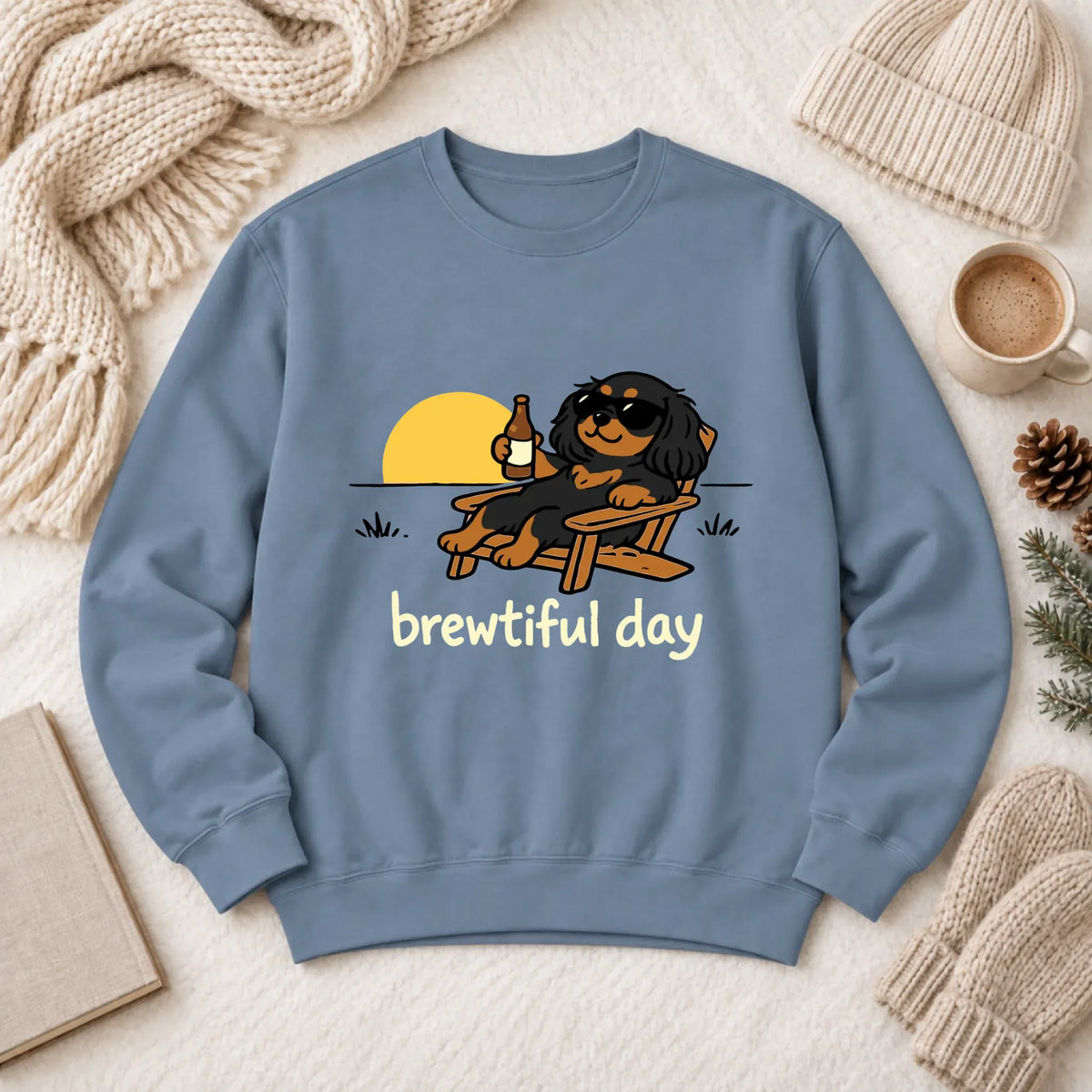 Custom Cavalier Funny Beer Unisex Sweatshirt Blue Jean