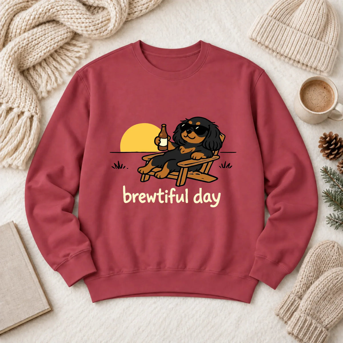 Custom Cavalier Funny Beer Unisex Sweatshirt Crimson