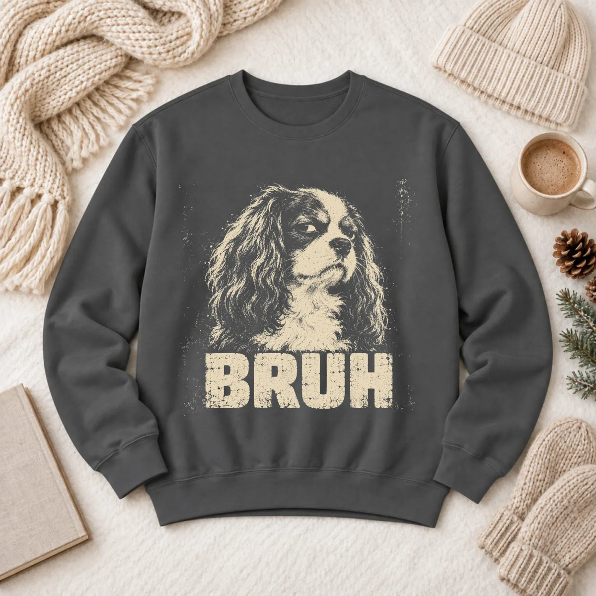 Sweatshirt Pepper / S Custom Cavalier Funny Bruh Unisex Sweatshirt