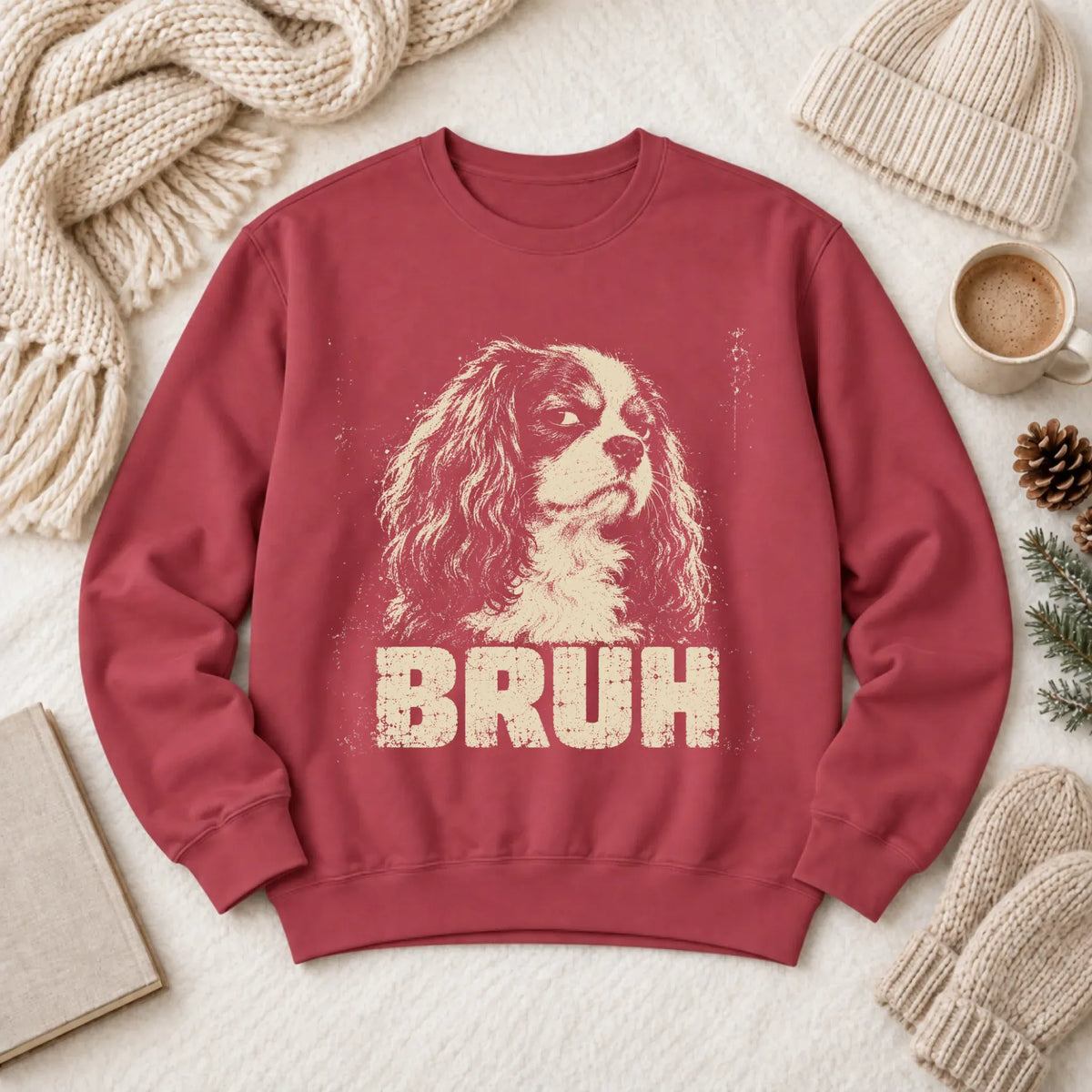 Sweatshirt Crimson / S Custom Cavalier Funny Bruh Unisex Sweatshirt