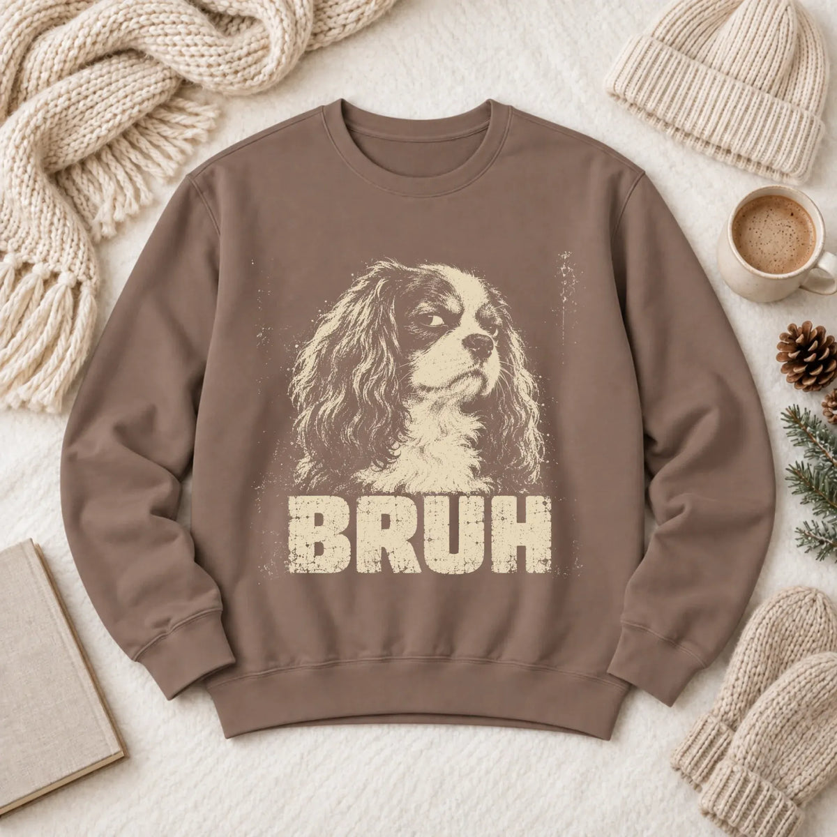 Sweatshirt Espresso / S Custom Cavalier Funny Bruh Unisex Sweatshirt