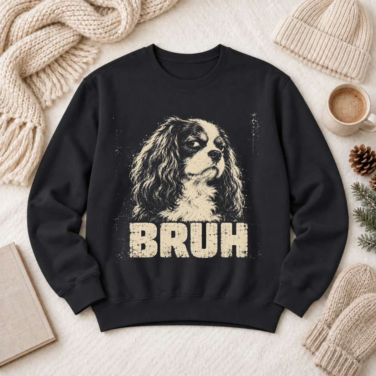 Sweatshirt Black / S Custom Cavalier Funny Bruh Unisex Sweatshirt