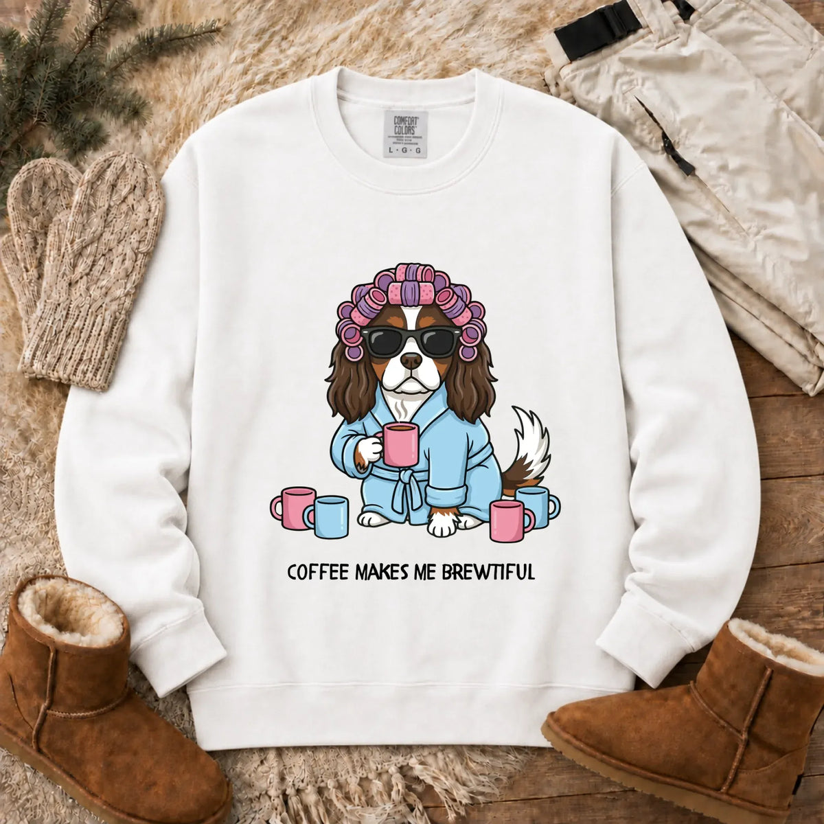Sweatshirt White / S Custom Cavalier Funny Coffee Unisex Sweatshirt