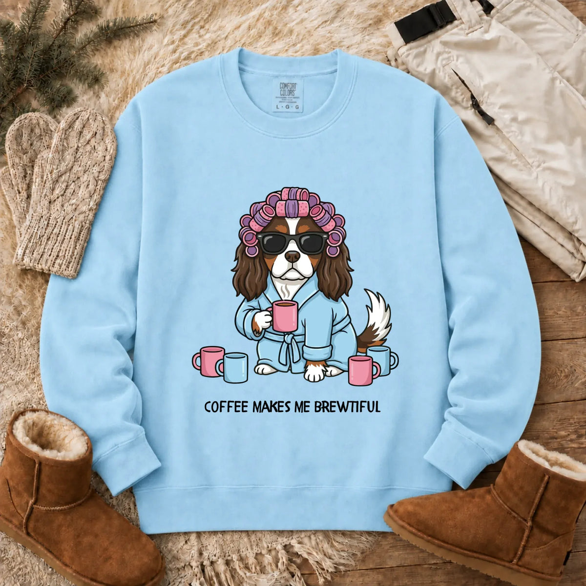 Sweatshirt Chambray / S Custom Cavalier Funny Coffee Unisex Sweatshirt