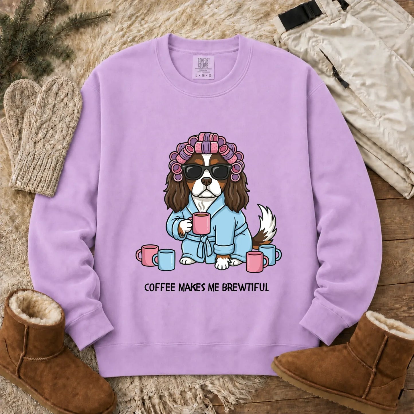 Sweatshirt Orchid / S Custom Cavalier Funny Coffee Unisex Sweatshirt