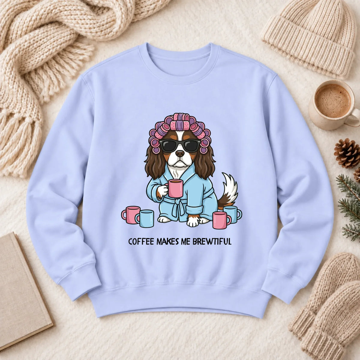 Custom Cavalier Funny Coffee Unisex Sweatshirt Hydrangea