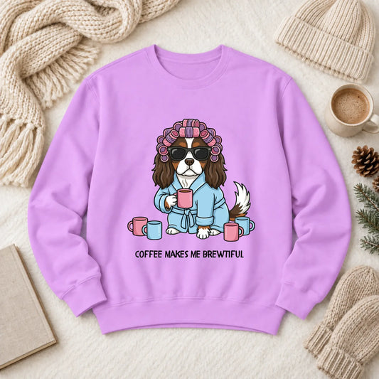 Custom Cavalier Funny Coffee Unisex Sweatshirt Neon Violet