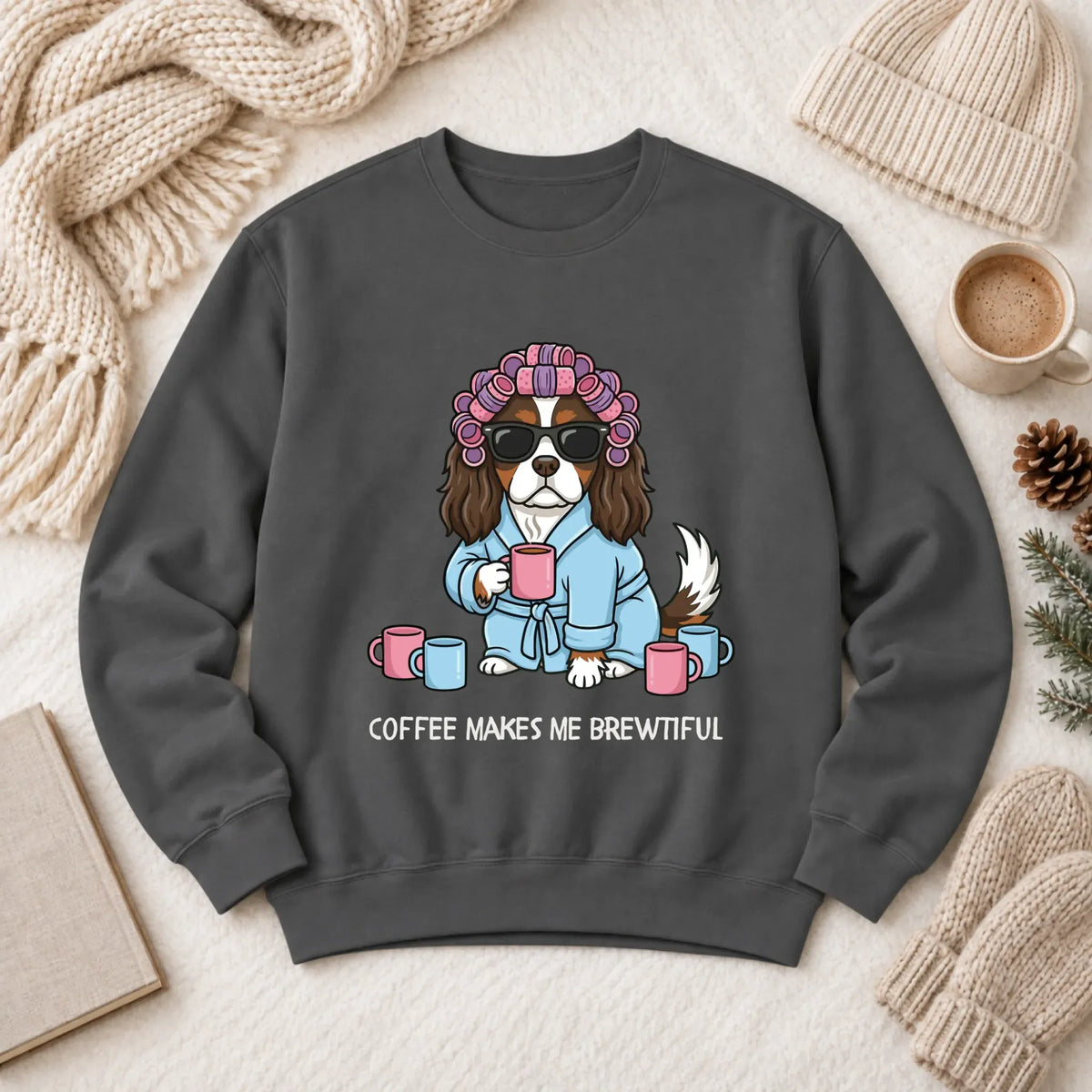 Custom Cavalier Funny Coffee Unisex Sweatshirt Pepper