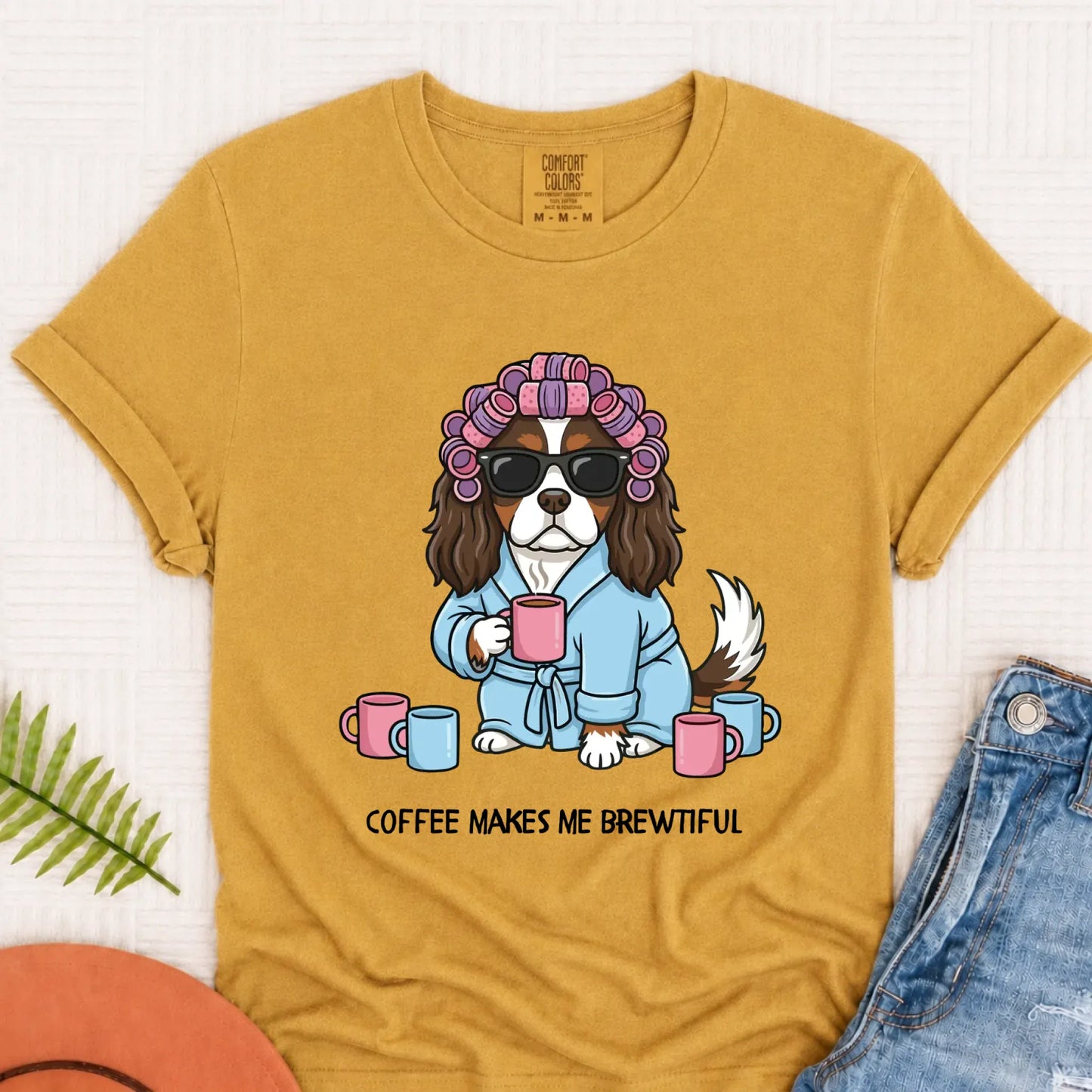 T-Shirt Mustard / S Custom Cavalier Funny Coffee Unisex TShirt