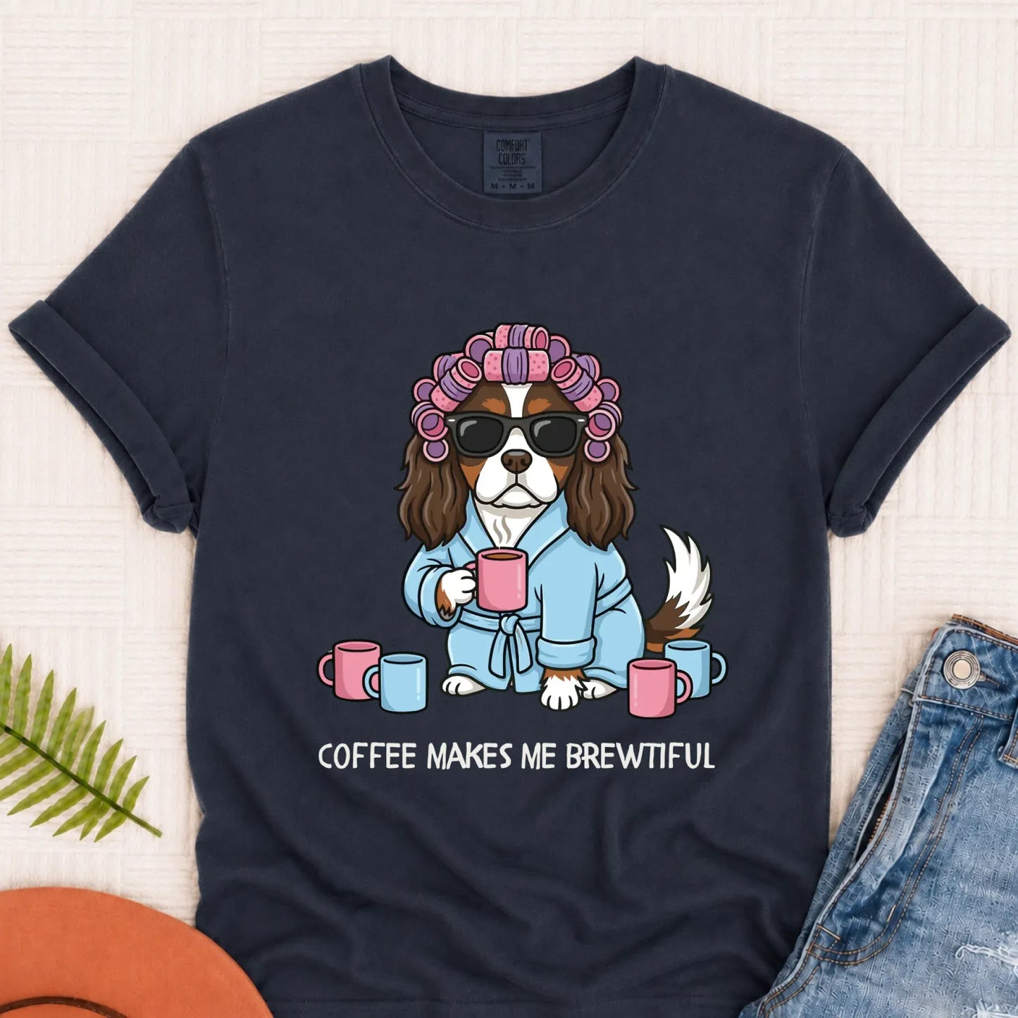 T-Shirt Navy / S Custom Cavalier Funny Coffee Unisex TShirt