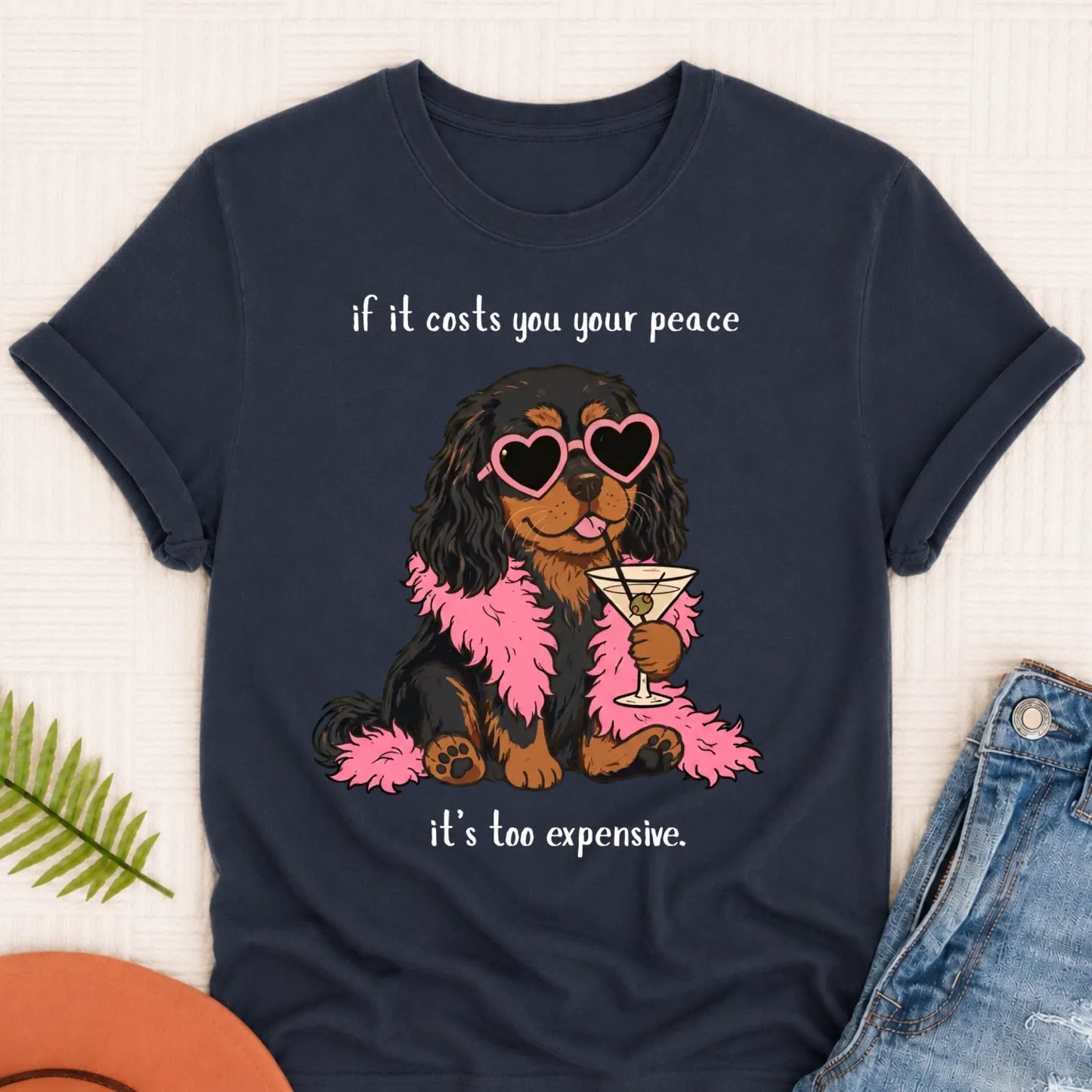 Custom Cavalier Funny Costs You Peace Unisex TShirt Navy