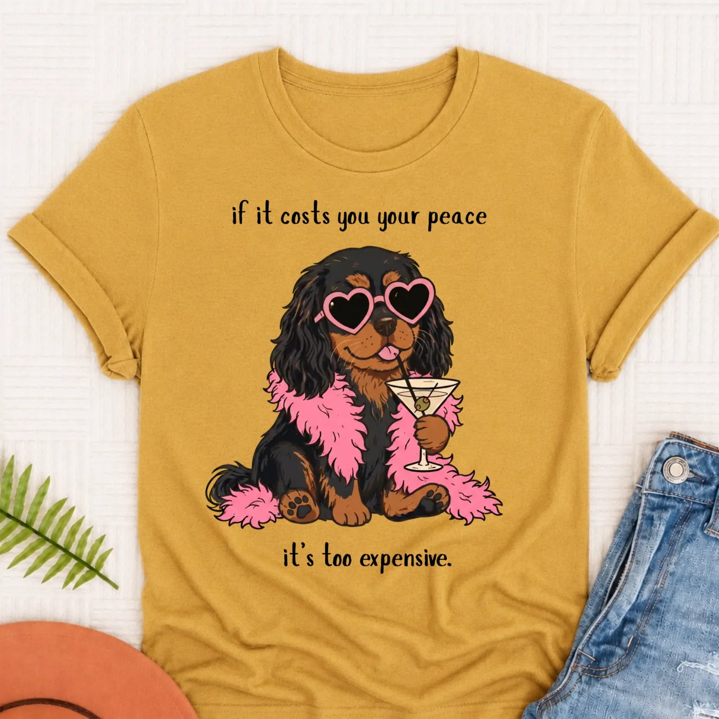 Custom Cavalier Funny Costs You Peace Unisex TShirt Mustard