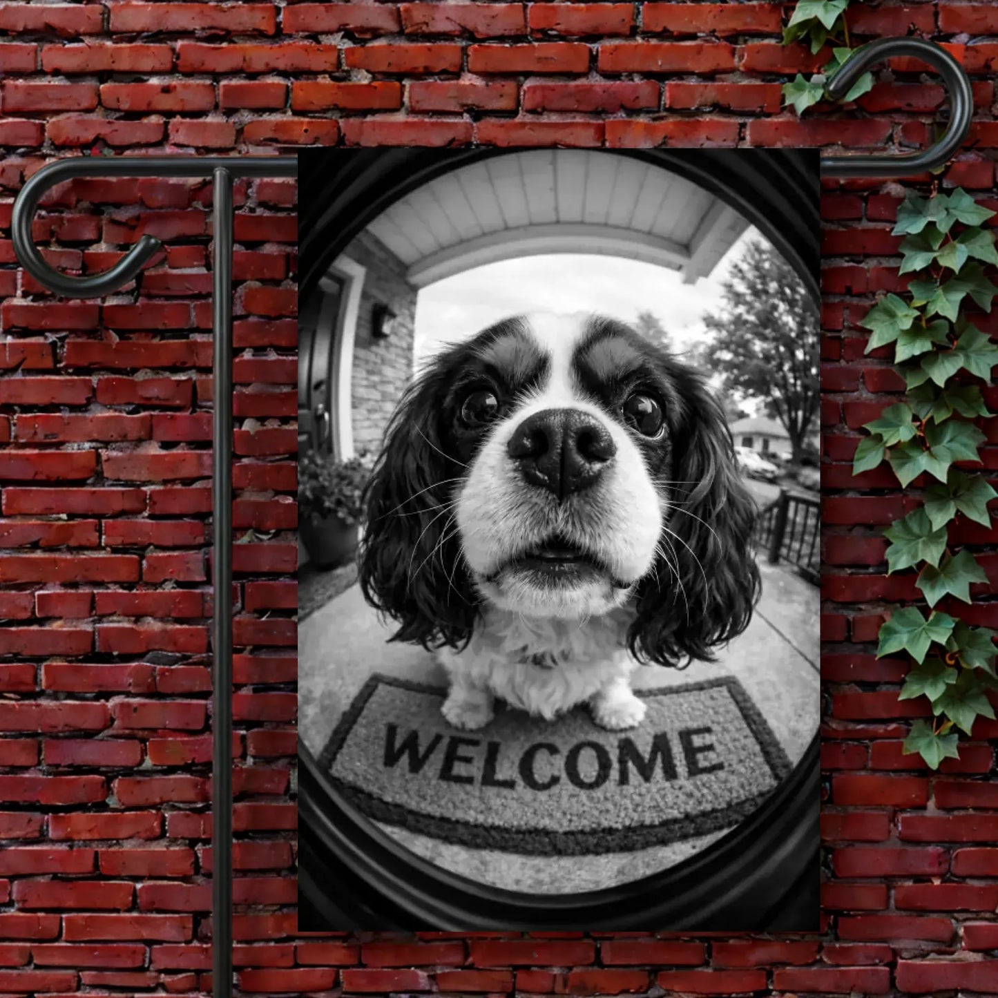 Garden Flag 12'' × 18'' Custom Cavalier Funny Doorbell Camera Garden Flag