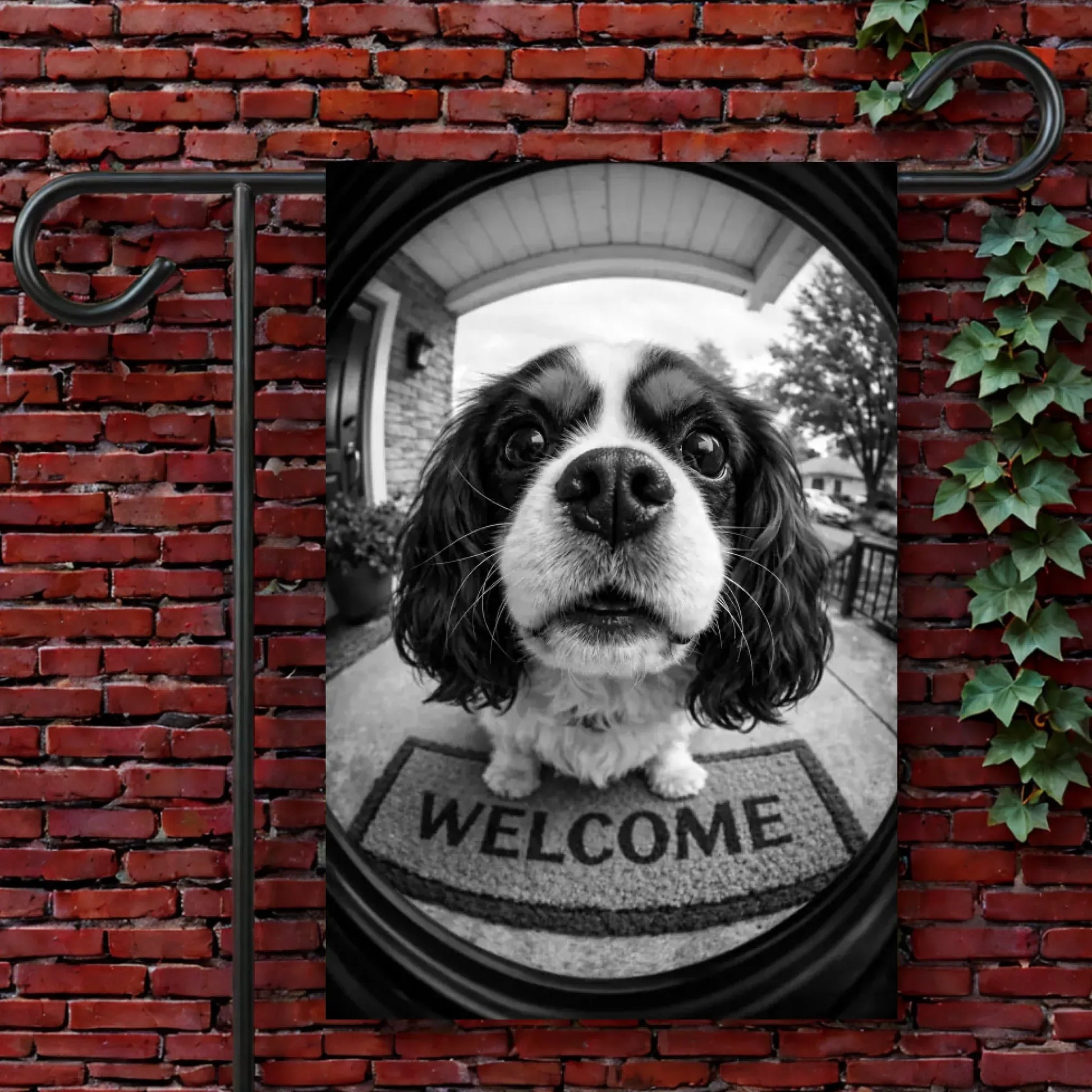 Garden Flag 12'' × 18'' Custom Cavalier Funny Doorbell Camera Garden Flag