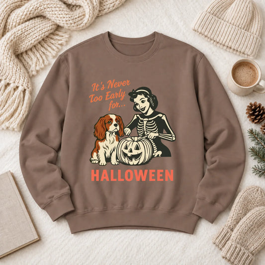 Custom Cavalier Funny Halloween Unisex Sweatshirt 1466 LW Sweatshirt Dark Espresso