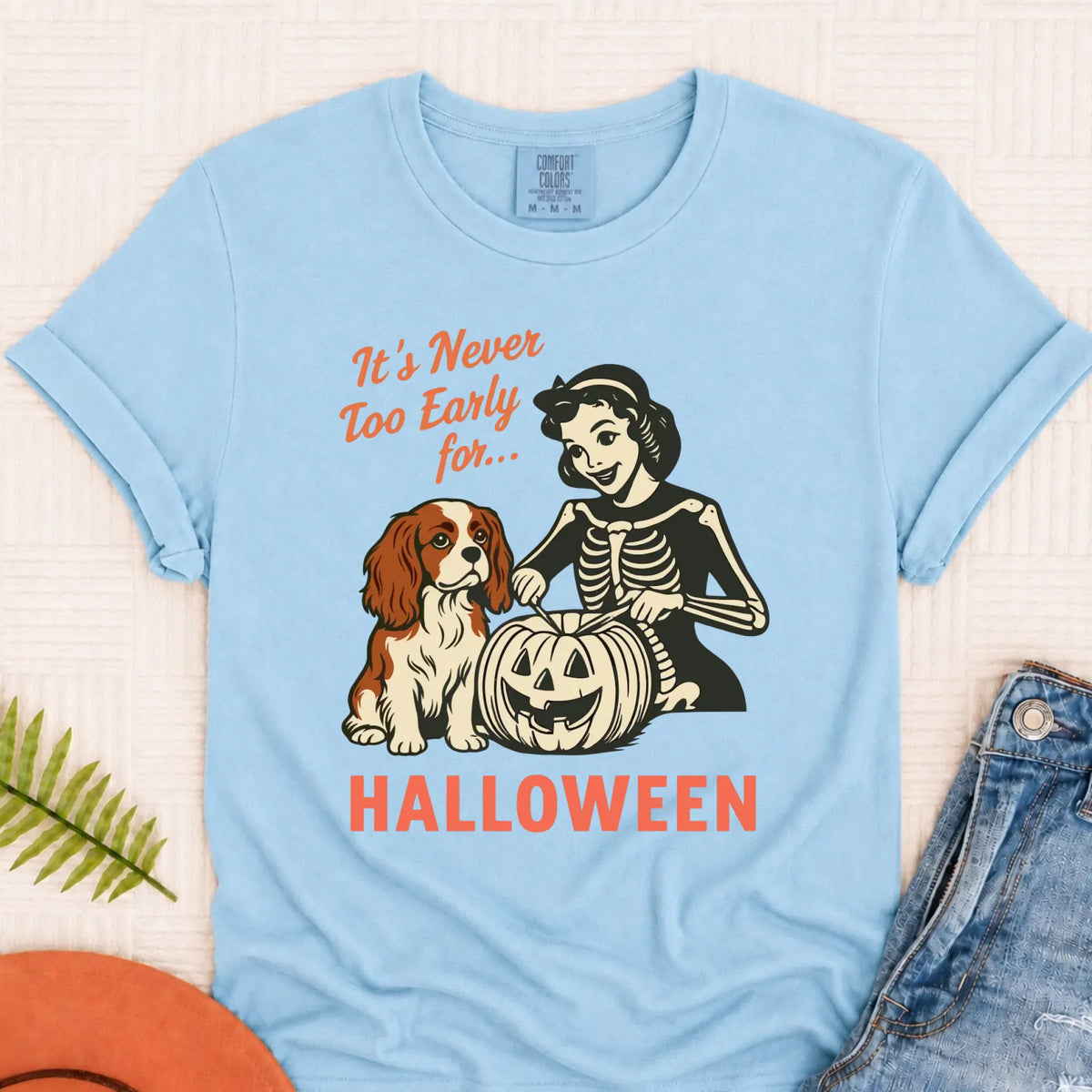 Custom Cavalier Funny Halloween Unisex TShirt Chambray