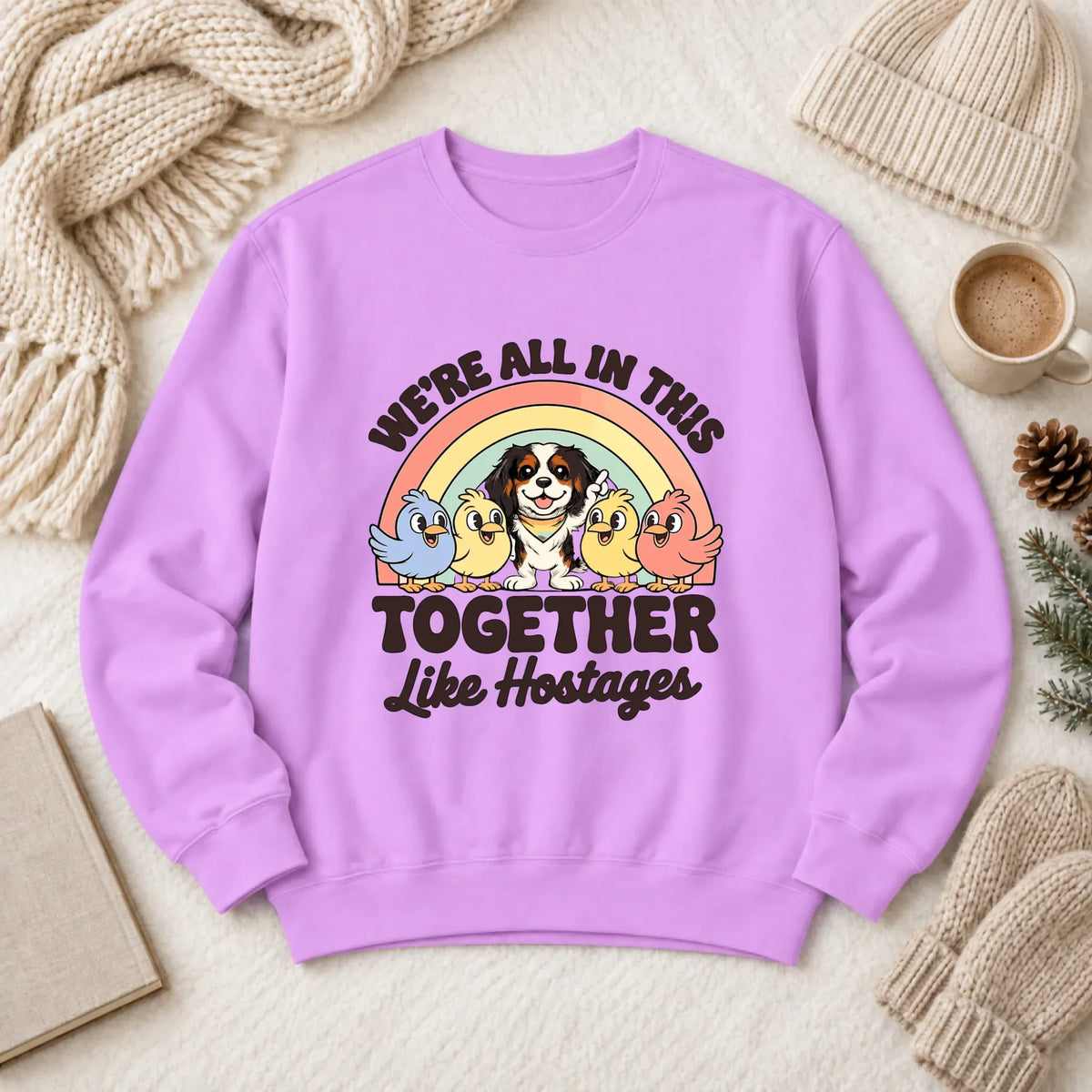 Custom Cavalier Funny Hostage Situation Unisex Sweatshirt Neon Violet