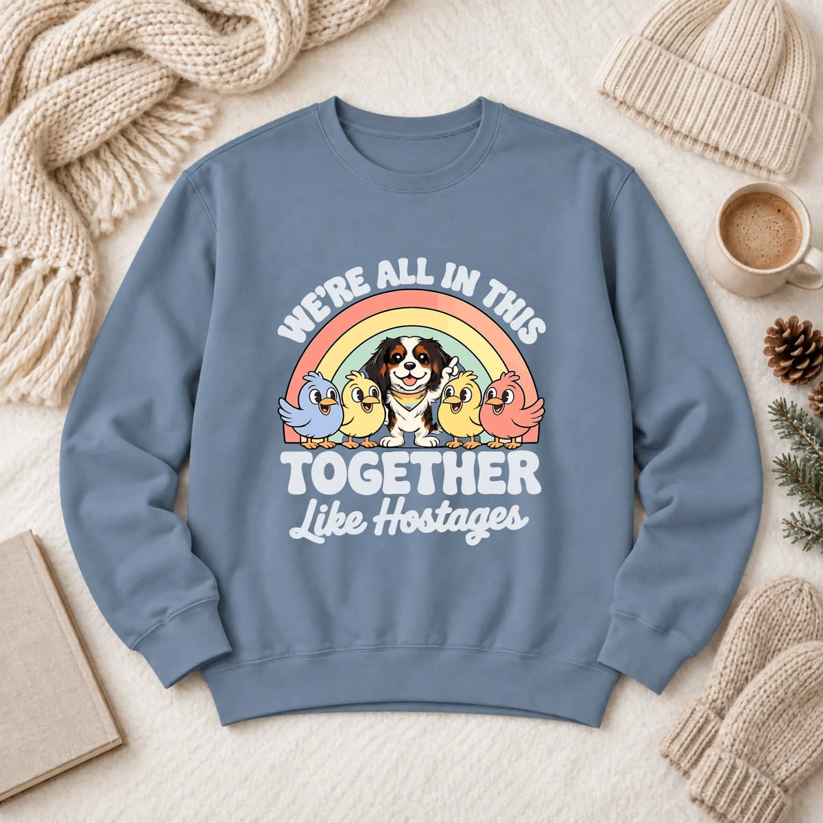 Custom Cavalier Funny Hostage Situation Unisex Sweatshirt Blue Jean