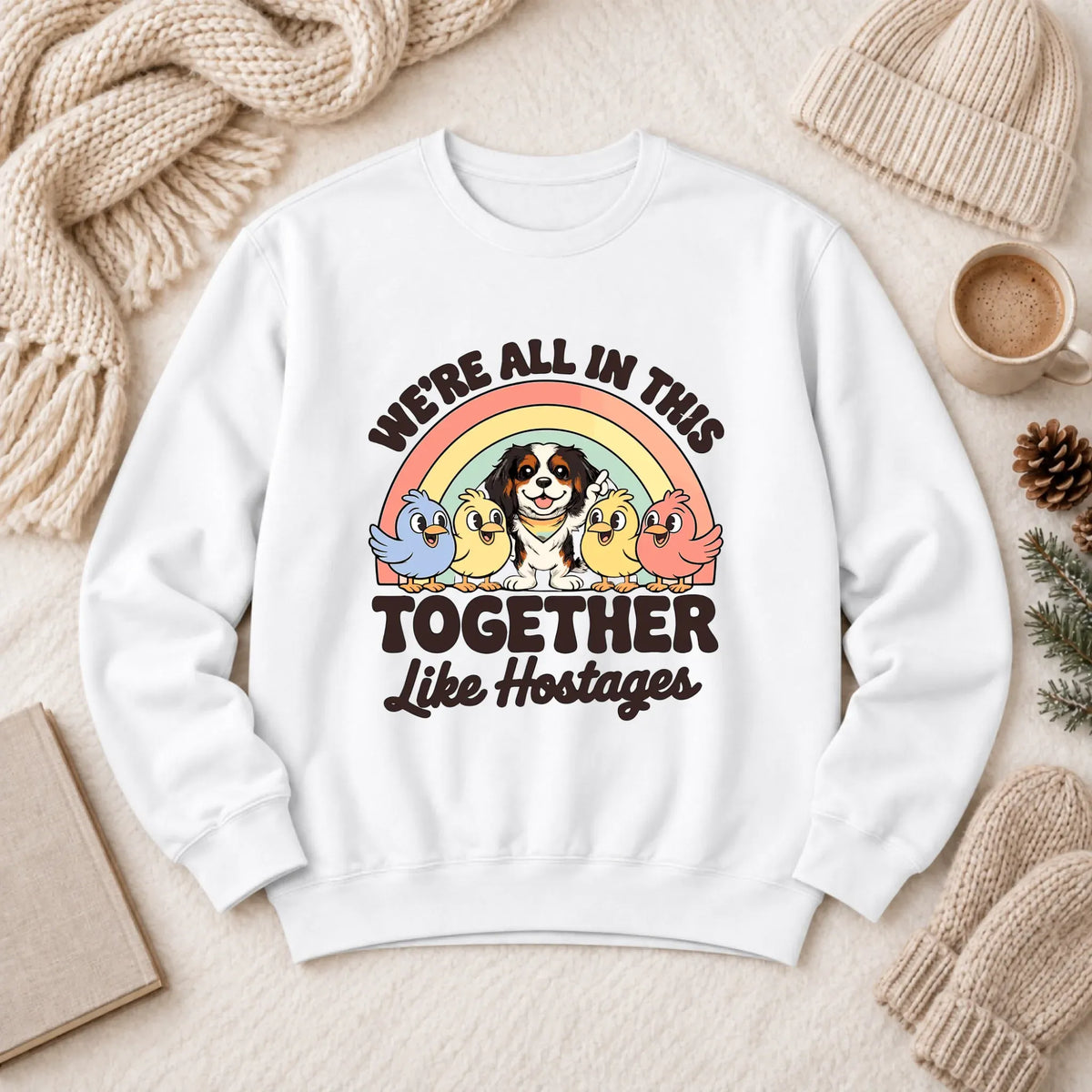 Custom Cavalier Funny Hostage Situation Unisex Sweatshirt White