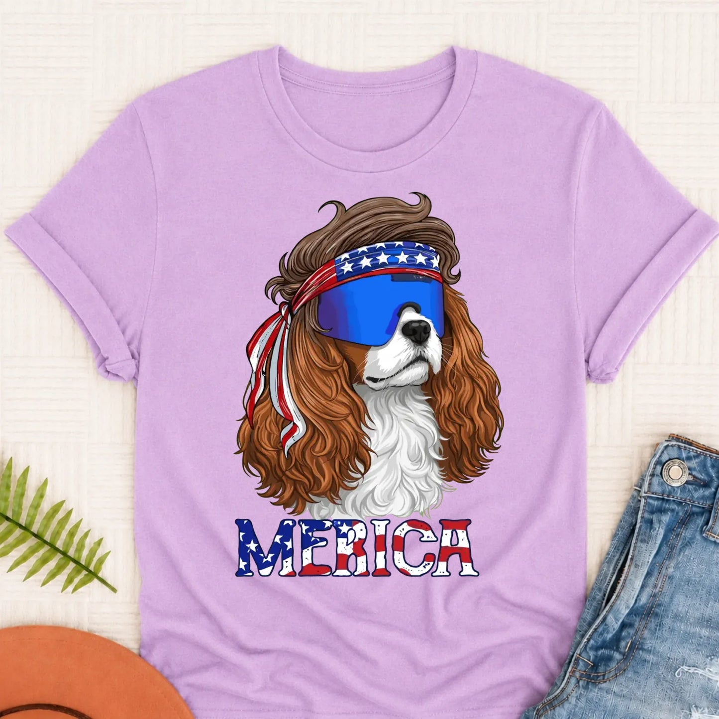 Custom Cavalier Funny Merica USA Unisex Tshirt Orchid